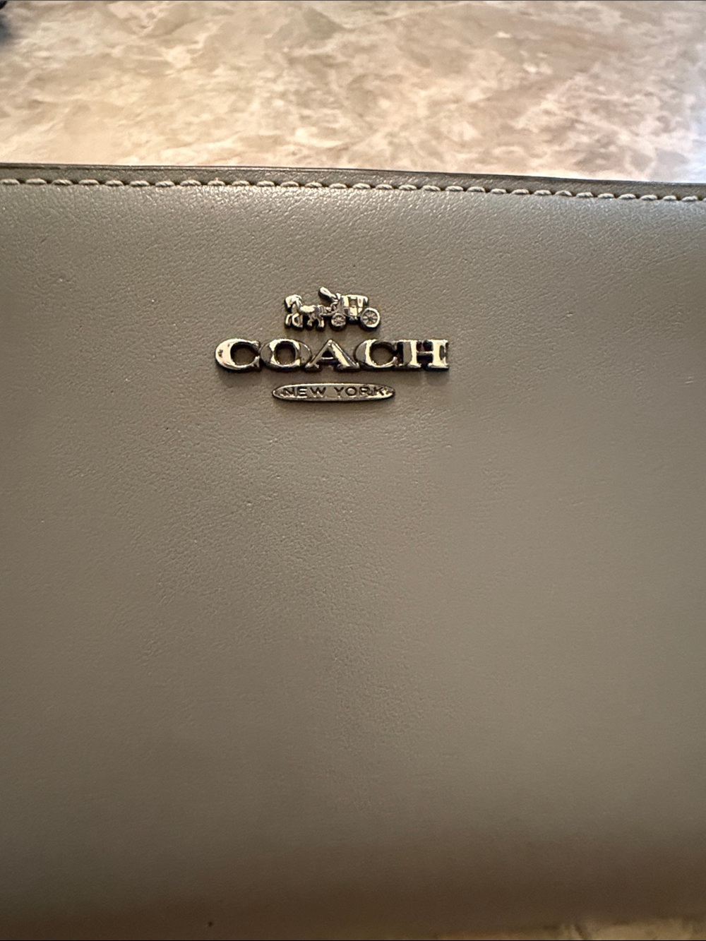Coach Gray Leather Wallet Logo in gun metal gray slim design - Picture 2 of 14